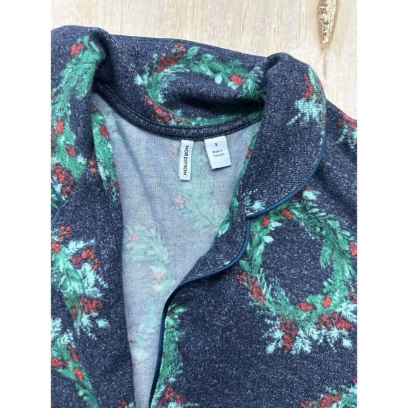 Brushed Hacci Pajamas Top Only Christmas Small Nordstrom New! Nvy Peacoat Wreath - Picture 2 of 6